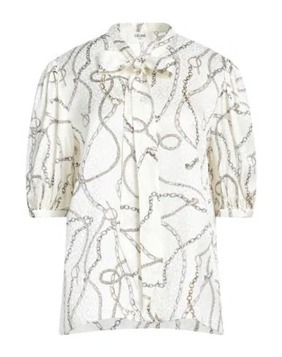 Celine Woman Shirt Ivory Size 6 Silk In White