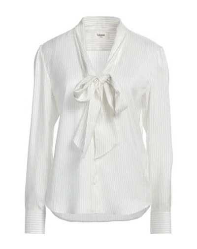 Celine Woman Shirt Ivory Size 6 Silk In White