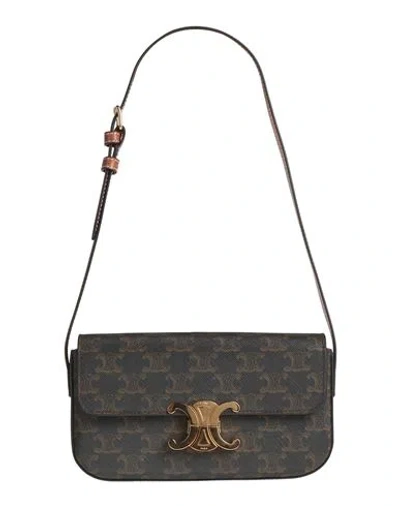 Celine Woman Shoulder Bag Dark Brown Size - Leather