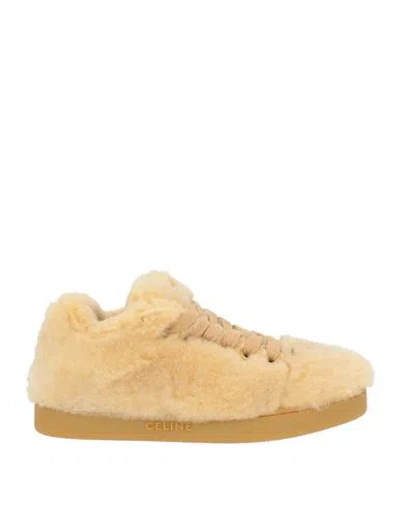 Celine Woman Sneakers Beige Size 7 Shearling In Multi