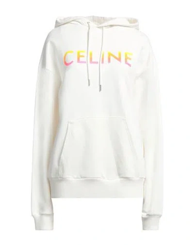 Celine Woman Sweatshirt Off White Size L Cotton, Elastane