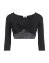 Celine Woman Top Black Size M Silk, Polyamide, Elastane In Black