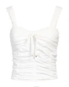 Celine Short Ruffled Top In Cotton And Silk Jersey In White