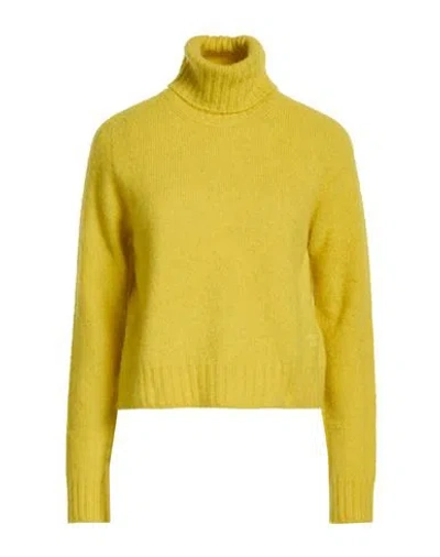 Celine Woman Turtleneck Lime Green Size L Wool In Yellow