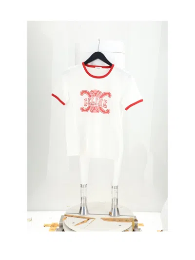 Celine Retro Inspired T-shirt Contrast Trim In White