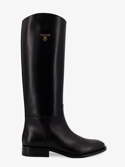 Celine Women Anais Leather Boots In Brown