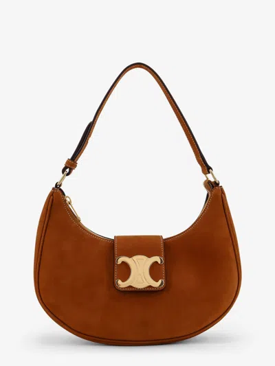 Celine Women Ava Medium Triomphe Suede Shoulder Bag