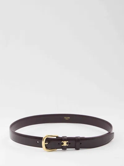 Celine Women Belt With Triomphe Logo In Brown
