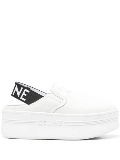 Celine Woman Sneakers Ivory Size 8 Leather In White
