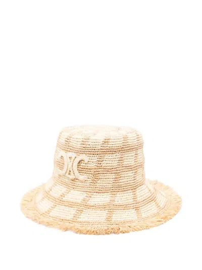 Celine Women Bob Triomphe Rafia Hat In Multi