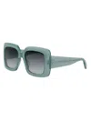 Celine Bold 3 Dots Rectangular Sunglasses, 54mm In Transparent Teal Gradient