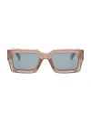 Celine Women's Bold Three Dots 54mm Rectangular Sunglasses In Transparent Beige Blue