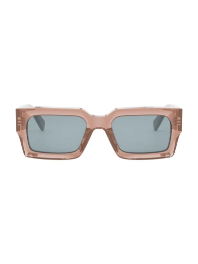 Celine Women's Bold Three Dots 54mm Rectangular Sunglasses In Transparent Beige Blue