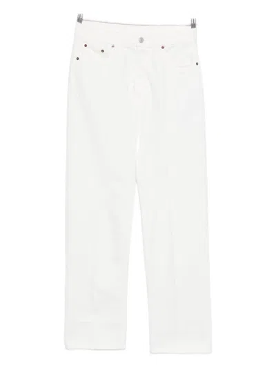 Celine Women Boyfriend Fit Denim Jeasn In White