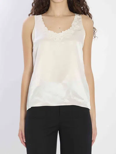 Celine Women Brode Triomphe Lingerie Top In White