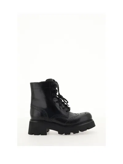 Celine Women Brogue Lace-up Boot 45 In Black