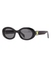 Celine Triomphe Logo Oval Acetate Sunglasses In Shiny Black