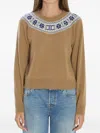 Celine Women Cashmere Crewneck Sweater In Gold
