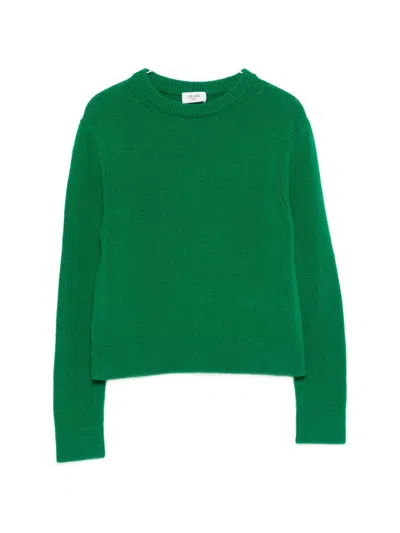 Celine Women Cashmere Crewneck Sweater In Green