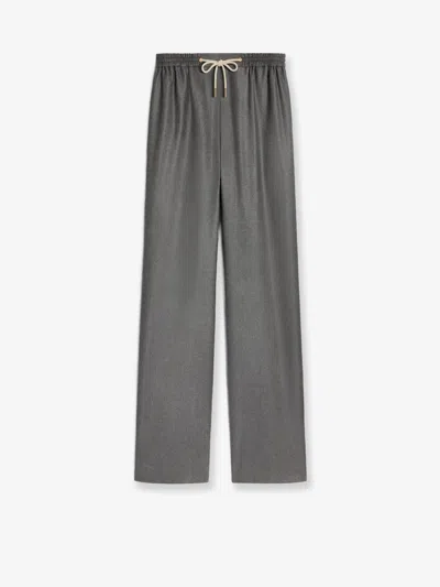 Celine Straight Jogging Pants In Cashmere Flannel In Gray
