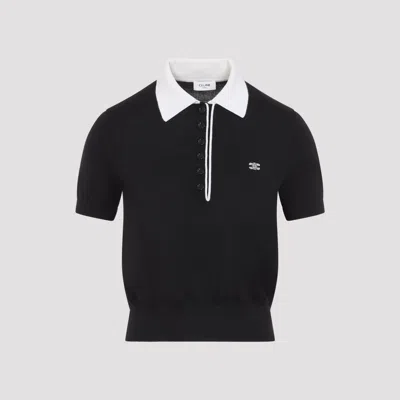 Celine Women's Cashmere Silk Polo Sweater In Black