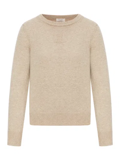 Celine Crew Neck Sweater In Heritage Cashmere In Animal Print