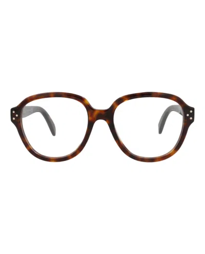 Pre-owned Celine Women's  Aviatorframe Acetate Optical Frames In Brown Brown Transparent (cl50130i/54/047)