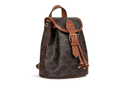 Pre-owned Celine Women's  Backpack Folco Mini Triomphe In Tan