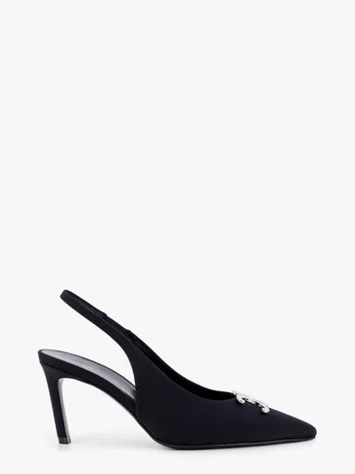 Celine Alma Triomphe Slingback In Glossy Calfskin In Black