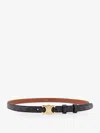 Celine Women Triomphe Coated Canvas Belt In Brown