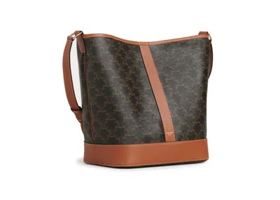 Pre-owned Celine Women's  Bucket Bag Medium Triomphe In Tan
