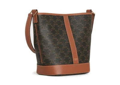 Pre-owned Celine Women's  Bucket Bag Small Triomphe In Tan