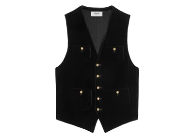Pre-owned Celine Women's  Cotton Velvet Waistcoat In Black