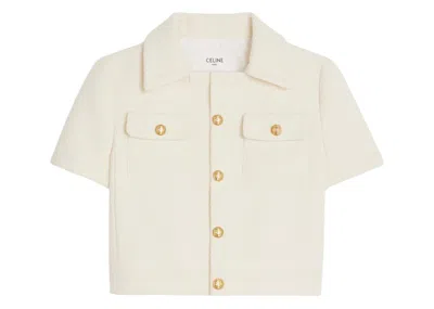 Pre-owned Celine Women's  Cropped Tweed Chelsea Jacket In Craie