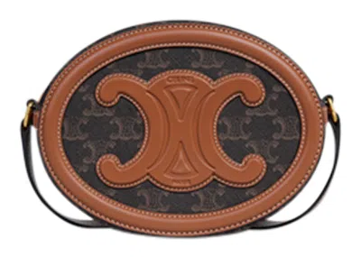 Pre-owned Celine Women's  Crossbody Oval Cuir Purse Triomphe In Tan