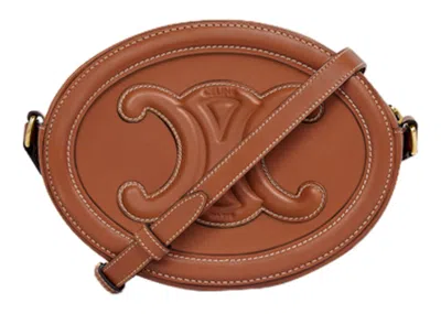 Pre-owned Celine Women's  Cuir Triomphe Oval Bag In Tan