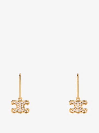 Celine Logo Earrings In Gold