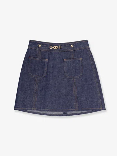 CELINE CELINE WOMEN DENIM TRAPEZE MINI SKIRT