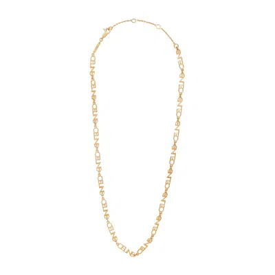 Pre-owned Celine Women's  Logo Necklace In Brass With Finish In Gold