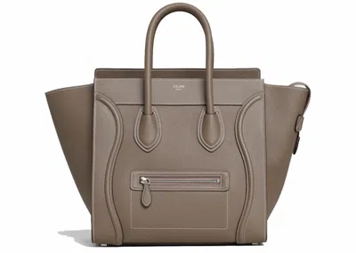 Pre-owned Celine Women's  Luggage Drummed Calfskin Mini In Souris In Gray