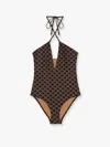 Celine Matte Plain Knitted Letter Combination Swimsuit In Multicolor