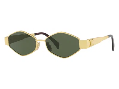 Pre-owned Celine Women's  Metaltriomphe Sunglasses In Gold/green (cl000401 2300j1)