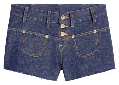 Pre-owned Celine Women's  Mini Denim Shorts In Rinsed Wash