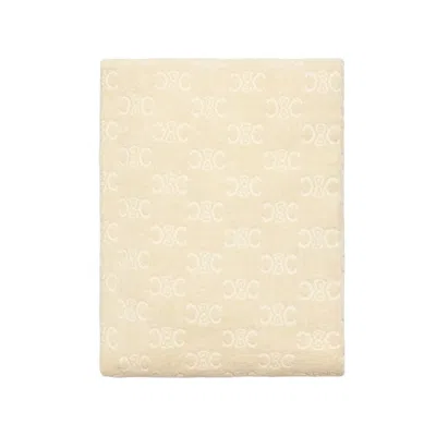 Pre-owned Celine Women's  Monogram Terry Cotton Towel In Ecru