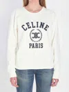 Celine Women Logo Cotton Sweatshirt In White