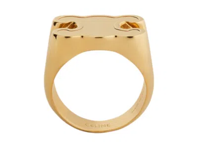 Pre-owned Celine Women's  Ring In Brass With Finish Chevaliere In Gold