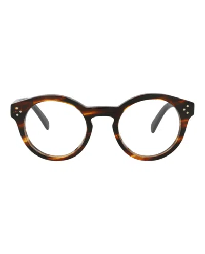 Pre-owned Celine Women's  Roundframe Acetate Optical Frames In Beige Beige Transparent (cl50091i/49/059) In Sand