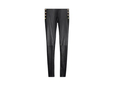 Pre-owned Celine Women's  Side Snap Buttons In Plonge Stretch Lambskin Skinny Jeans In Black