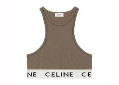 Pre-owned Celine Women's  Sports Bra In Athletic Knit In Khaki/cream