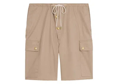 Pre-owned Celine Women's  Technical Cotton Cargo Shorts In Beige